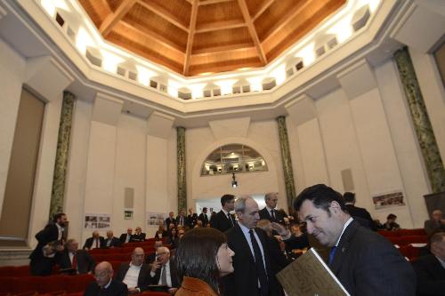 Debora Serracchiani (Presidente Regione Friuli Venezia Giulia), Pietro Del Fabbro (Presidente Friulia) e Franco Iacop (Presidente Consiglio regionale) alla celebrazione in occasione dei 50 anni di fondazione di Friulia - Trieste 27/11/2017